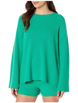 Women's Alice Crewneck Back Slit Ribbed Pullover Sweater