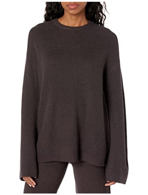 The Drop Women's Alice Crewneck Back Slit Ribbed Pullover Sweater