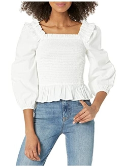 Women's Marisol Long Sleeve Ruffle Smocked Cropped Top