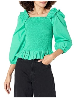 Women's Marisol Long Sleeve Ruffle Smocked Cropped Top