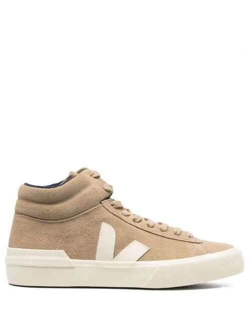 VEJA V-logo suede hi-top sneakers