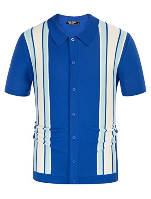 PJ PAUL JONES Mens Polo Shirts Vintage Striped Lightweight Knitting Golf Shirts