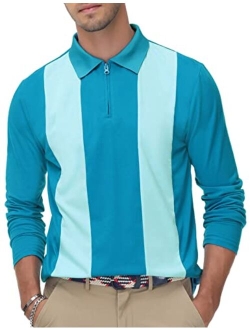 Mens Striped Golf Polo Shirts Classic Fit Short Sleeve T Shirt