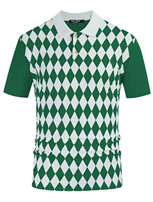 PJ PAUL JONES Mens Striped Golf Polo Shirts Classic Fit Short Sleeve T Shirt