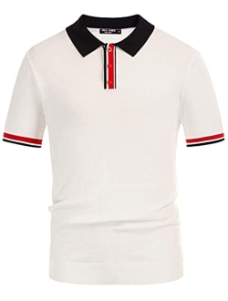 Mens Knitting Stretch Golf Polo Shirts Lightweight Tee Shirts