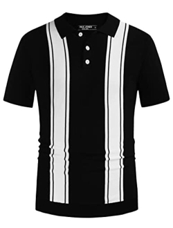 Mens Knitting Stretch Golf Polo Shirts Lightweight Tee Shirts