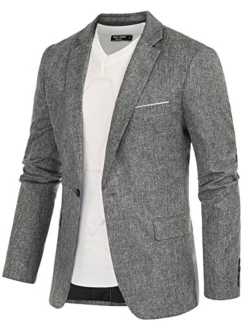 Men's Casual Slim Fit Blazer Jacket One Button Lightweight Sport Coat