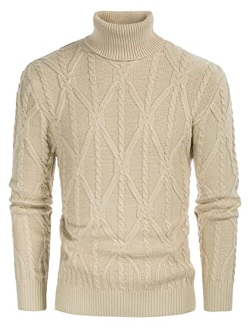 Buy PJ PAUL JONES Mens Slim Fit Turtleneck Sweater Twisted Cable Knit ...