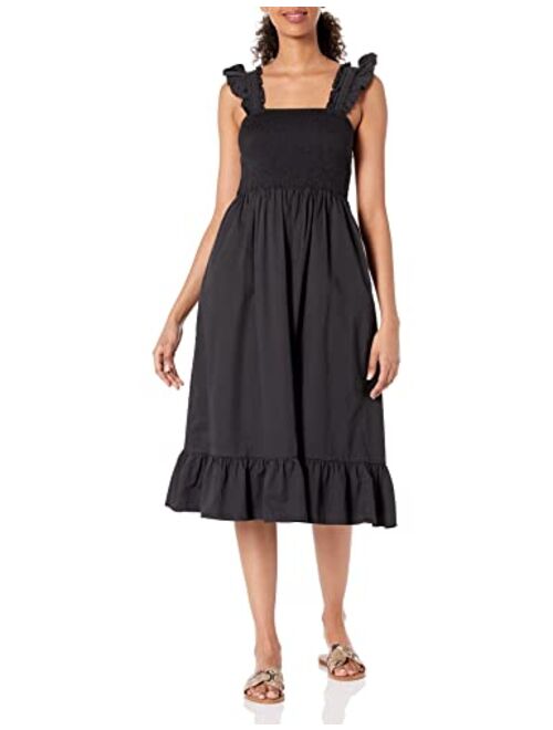 The Drop Women's Kimi Ruffled Shoulder Smocked Midi Dress