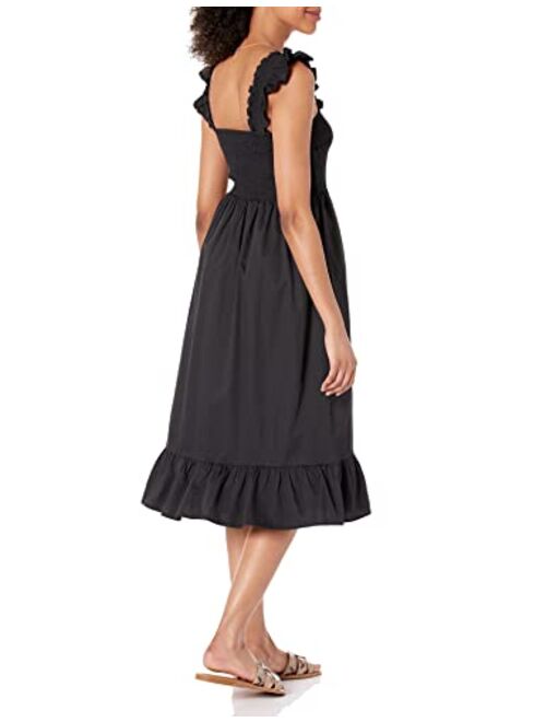 The Drop Women's Kimi Ruffled Shoulder Smocked Midi Dress