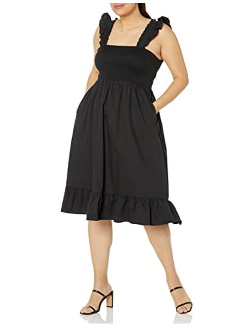 The Drop Women's Kimi Ruffled Shoulder Smocked Midi Dress