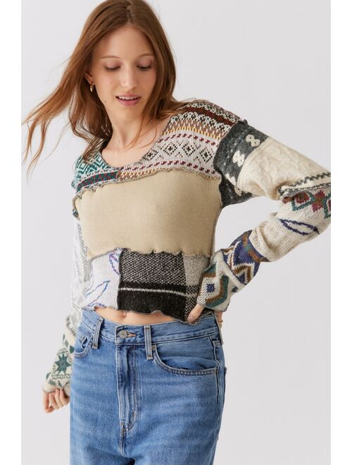 Urban Renewal Remade Pieced Cropped Sweater