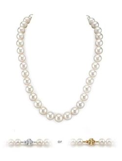 White Freshwater Pearl Necklace for Women - Pearl Strand Necklace 14k Gold | 18 inch Long Pearl Necklace with Genuine Cultured Pearls, 6.5mm-11.5mm