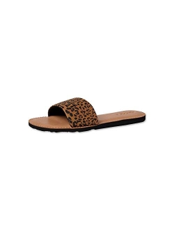 Women's Simple Synthetic Leather Strap Slide Sandal