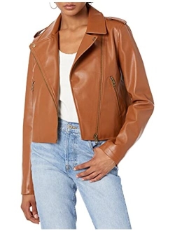 Women's Heather Vegan Leather Moto Jacket