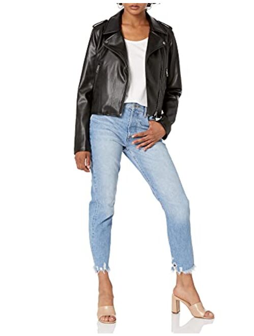 The Drop Women's Heather Vegan Leather Moto Jacket