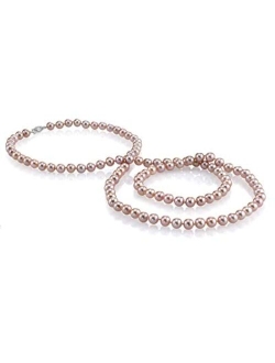 AAA Quality Round Pink Freshwater Cultured Pearl Necklace for Women