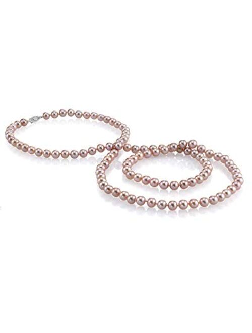 THE PEARL SOURCE AAA Quality Round Pink Freshwater Cultured Pearl Necklace for Women