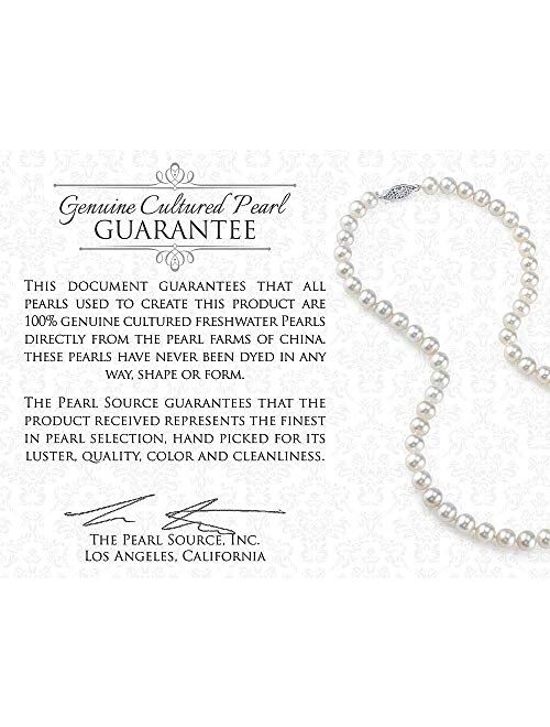 THE PEARL SOURCE Sterling Silver AAA Quality Round White Freshwater Cultured Pearl Double Strand Bracelet for Women