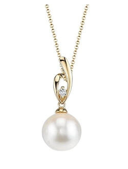 Freshwater Cultured Pearl Pendant for Women Pearl and Diamond Pendant Necklace with 14K Gold