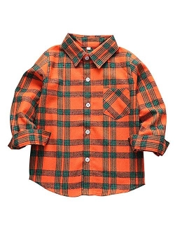 Sobrisah Men & Boy Button Down Shirt Kid Flannel Shirt Toddler Buffalo Plaid Shirt Boys Western Shirts Long Sleeve Father Son Shirt