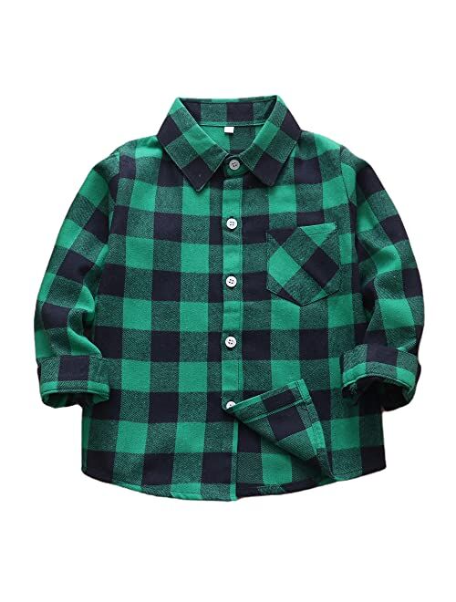 Sobrisah Men & Boy Button Down Shirt Kid Flannel Shirt Toddler Buffalo Plaid Shirt Boys Western Shirts Long Sleeve Father Son Shirt