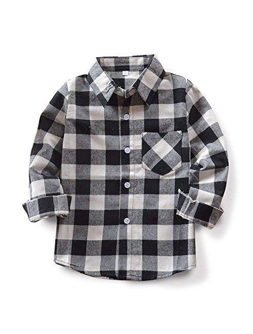 Sobrisah Men & Boy Button Down Shirt Kid Flannel Shirt Toddler Buffalo Plaid Shirt Boys Western Shirts Long Sleeve Father Son Shirt