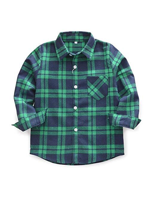 Sobrisah Men & Boy Button Down Shirt Kid Flannel Shirt Toddler Buffalo Plaid Shirt Boys Western Shirts Long Sleeve Father Son Shirt