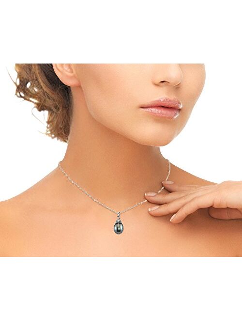 THE PEARL SOURCE 14K Gold Drop-Shape Black Tahitian South Sea Cultured Pearl Devon Pendant Necklace for Women