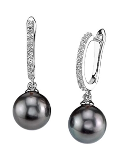 8-9mm Genuine Black Tahitian South Sea Cultured Pearl Zara Earrings for Women