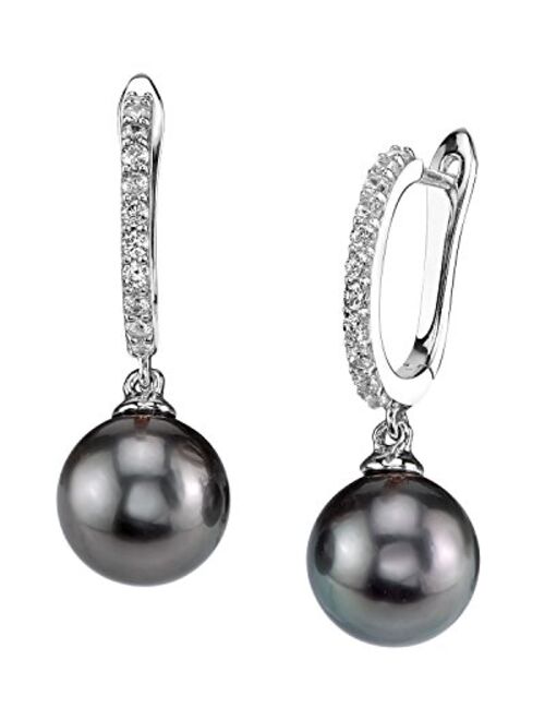 THE PEARL SOURCE 8-9mm Genuine Black Tahitian South Sea Cultured Pearl Zara Earrings for Women