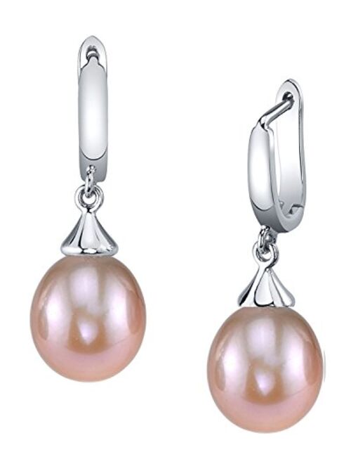 THE PEARL SOURCE Drop Shape Pink Freshwater Cultured Pearl Elegance Earrings for Women