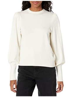 Women's Vivienne Padded-Shoulder Balloon-Sleeve Crew-Neck Sweater