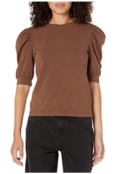 The Drop Women's Mariko Puff-Sleeve Crew-Neck Stretch Jersey T-Shirt