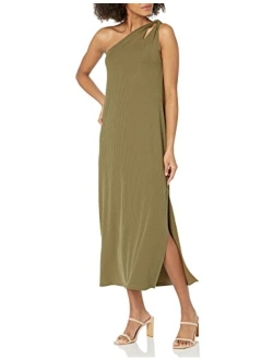 Women's Mickey Loose-fit One-shoulder Cutout Rib Knit Maxi Dress