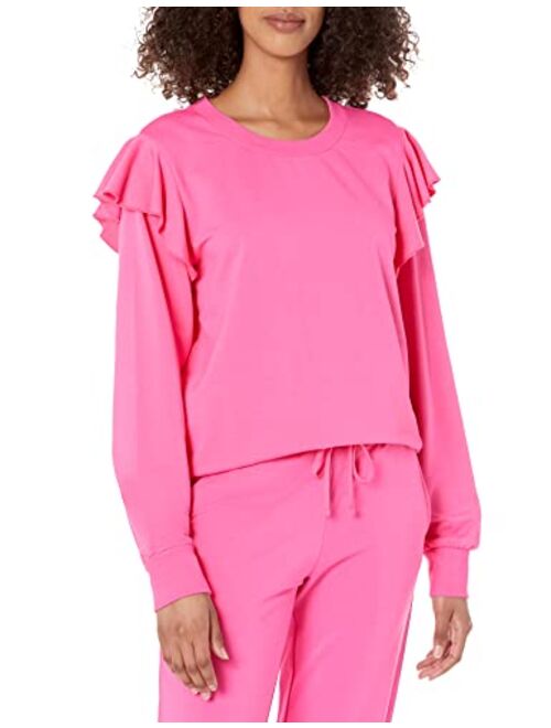 The Drop Women's Ruby Ruffle-Shoulder Supersoft Stretch Sweatshirt