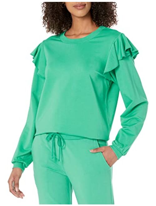 The Drop Women's Ruby Ruffle-Shoulder Supersoft Stretch Sweatshirt