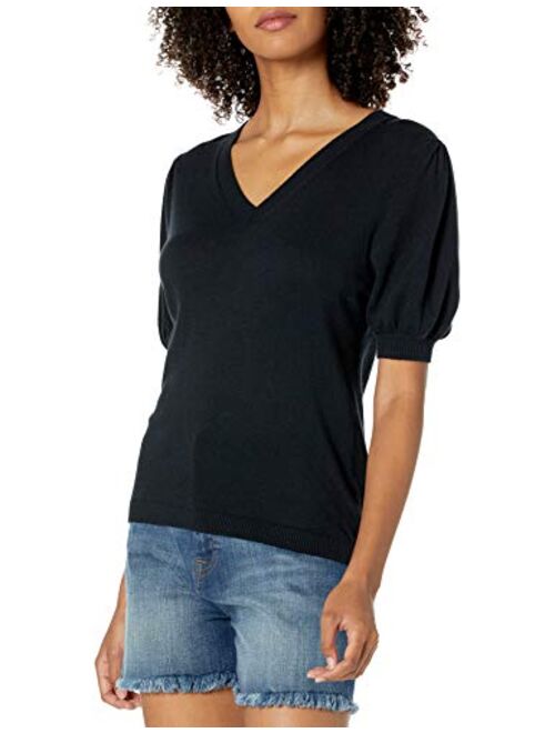 The Drop Women's Cindy Short Puff Sleeve Crew Neck Sweater