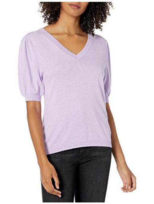 The Drop Women's Cindy Short Puff Sleeve Crew Neck Sweater