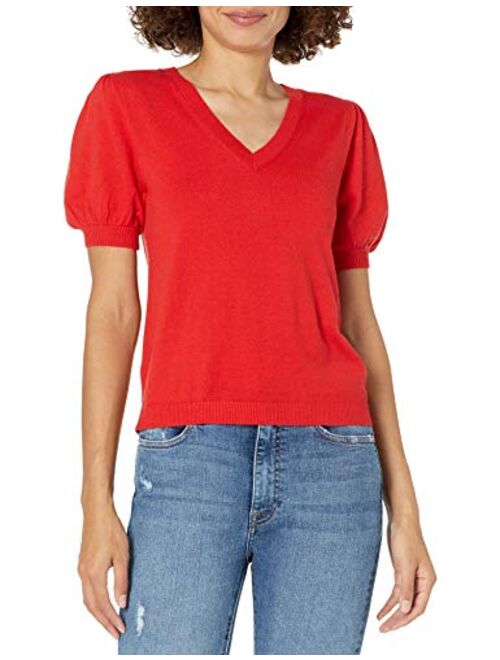 The Drop Women's Cindy Short Puff Sleeve Crew Neck Sweater