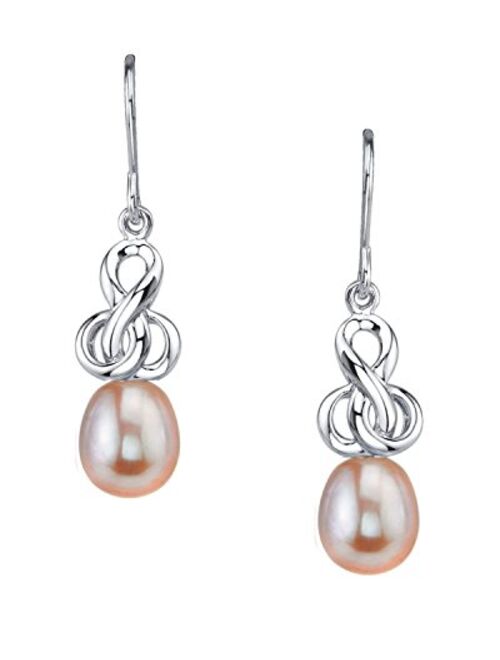 THE PEARL SOURCE 8-9mm Genuine Pink Freshwater Cultured Pearl Adrian Earrings for Women