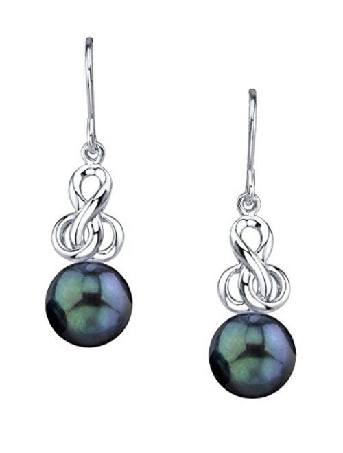 THE PEARL SOURCE Genuine Black Japanese Akoya Saltwater Cultured Pearl Adrian Earrings for Women