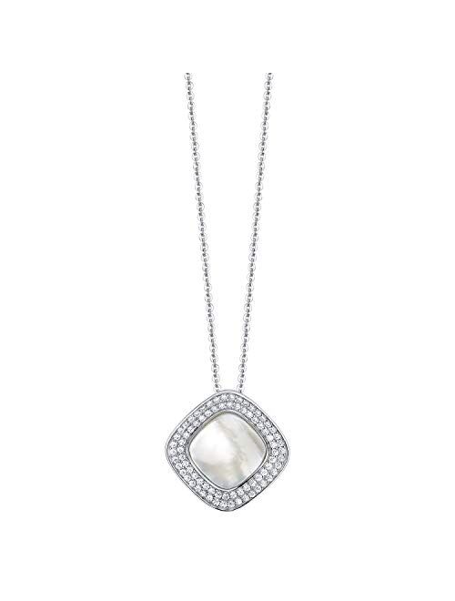 THE PEARL SOURCE White Mother of Pearl & Cubic Zirconia Valentina Pendant Necklace for Women