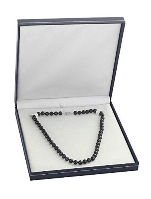 THE PEARL SOURCE 14K Gold 5.5-6.0mm Round Genuine Black Japanese Akoya Saltwater Cultured Pearl Necklace for Women