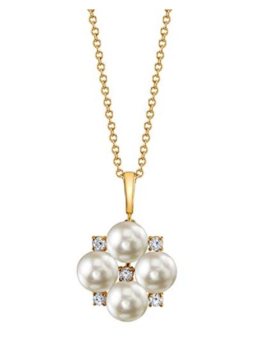 Pearl Pendant with Japanese Akoya Cultured Pearls and Diamonds 18K Gold Renee Pearl Pendant Necklace for Women - THE PEARL SOURCE