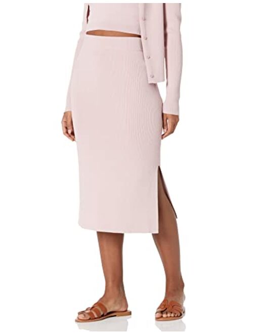 The Drop Women's Vera Slim Side Slit Midi Sweater Skirt