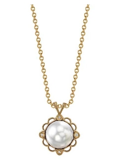 Pearl Pendant with White South Sea Cultured Pearl Lea Pearl and 14K Gold Pendant Necklace for Women - THE PEARL SOURCE