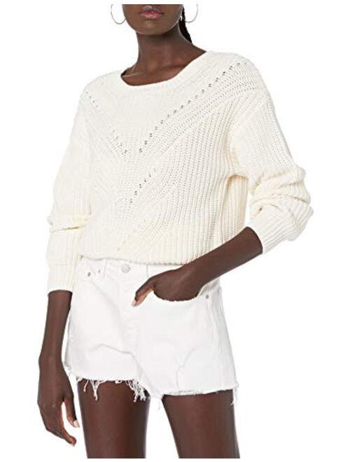 The Drop Women's Selena Cable Front Cropped Sweater