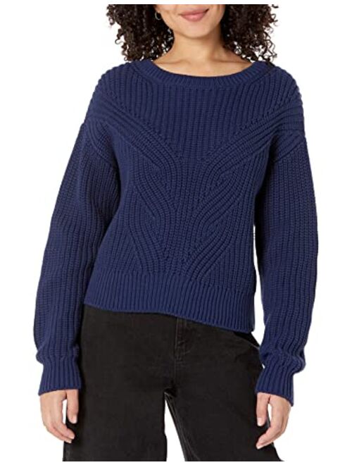 The Drop Women's Selena Cable Front Cropped Sweater