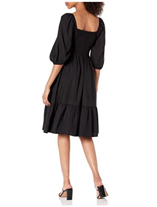 The Drop Women's Lexi Puff Sleeve Sweatheart Neckline Smocked Back Dress